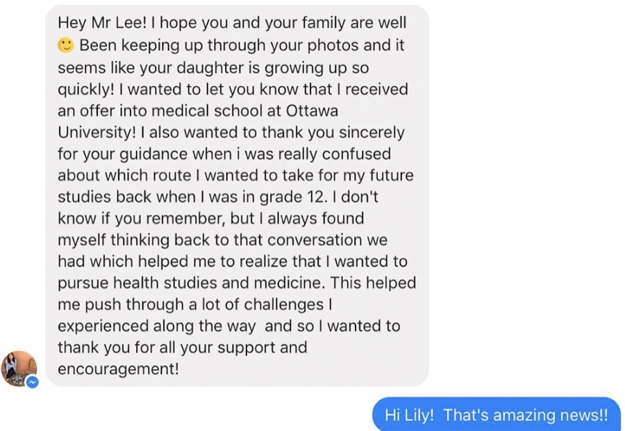 Lily — accepted to Ottawa University Medical School
