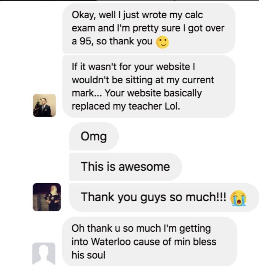 Students thanking Min for Waterloo acceptance
